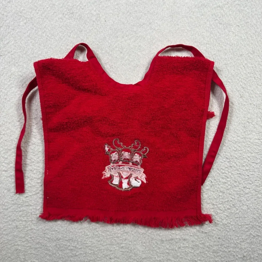 Unbranded‎ Christmas Bibs Baby OS Red Navy Good Reindeer Penguin Fringe Set of 2